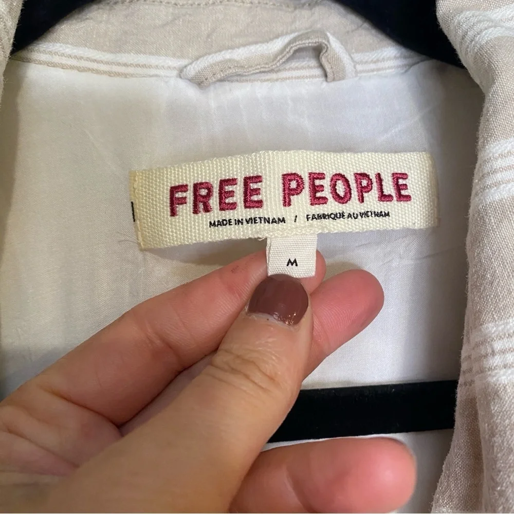 Free People Fern Blazer in Dusty Beige Oversized Linen Blend Size Medium